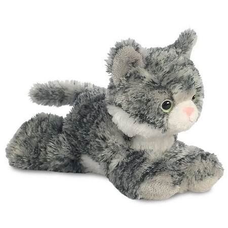 Pluche grijs/witte kat/poes knuffel 20 cm speelgoed