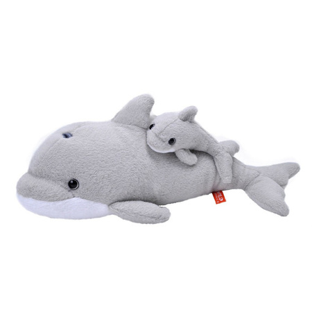 Plush grey dolphin with baby cuddle toy 38 cm