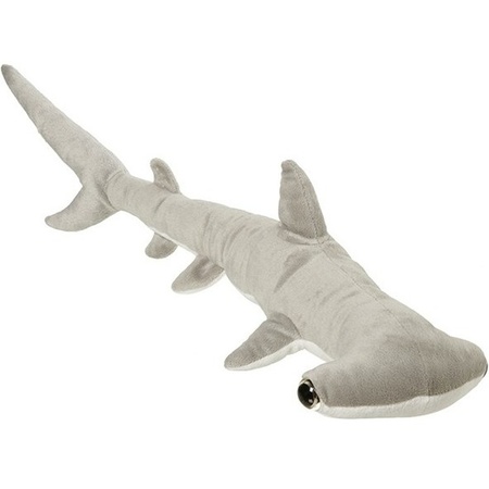 Plush grey hammerhead shark cuddle toy 60 cm