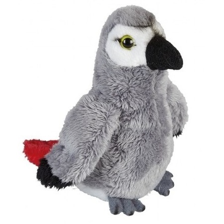 Papegaaien serie pluche knuffels 2x stuks -Blauwe en Grijze van 15 cm