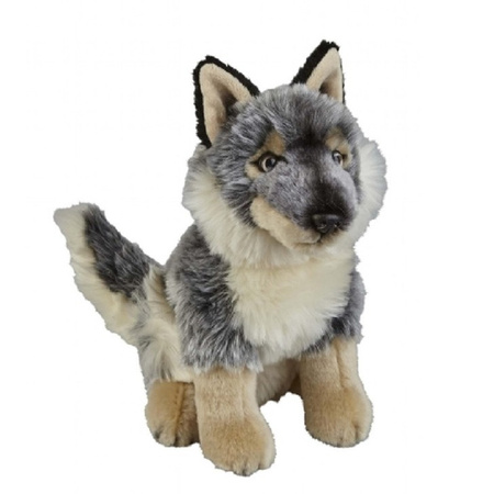 Pluche grijze wolf/wolven knuffel 28 cm speelgoed