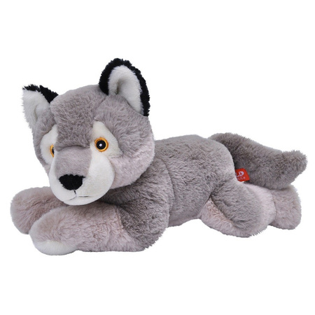 Plush grey wolf cuddle toy 30 cm
