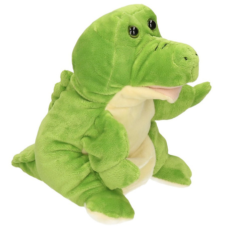 Pluche groene krokodil/krokodillen handpop knuffel 30 cm speelgoed