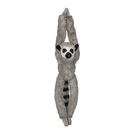 Pluche hangende grijze ringstaartmaki aap/apen knuffel 65 cm