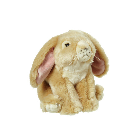 Pluche hangoor konijn beige knuffel van 18 cm