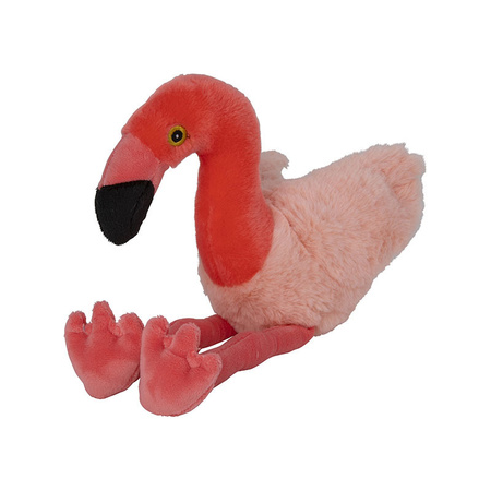 Pluche knuffel flamingo 32 cm met A5-size Happy Birthday wenskaart