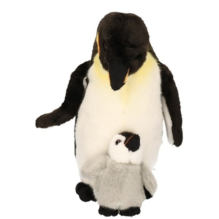Pluche knuffel pinguin met jong 32 cm