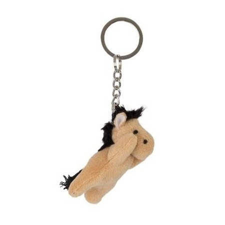Plush light brown horse key ring 6 cm
