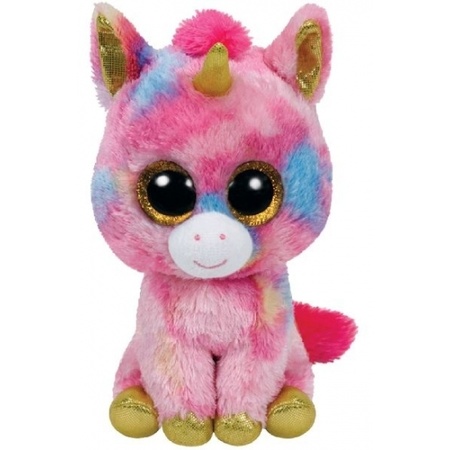 Unicorn Ty Beanie cuddle toy Fantasia + free gift card 24 cm