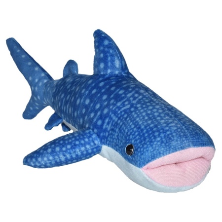 Pluche walvishaai knuffel - blauw - 35 cm - speelgoed zeedieren