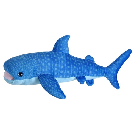 Pluche walvishaai knuffel - blauw - 35 cm - speelgoed zeedieren