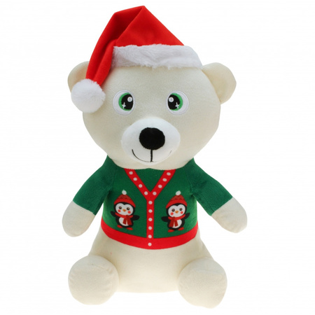 Plush christmas white bear toy 30 cm