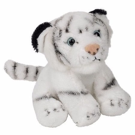 Plush white tiger cuddle toy sitting 15 cm