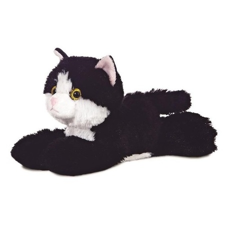 Pluche zwart/witte kat/poes knuffel 20 cm speelgoed