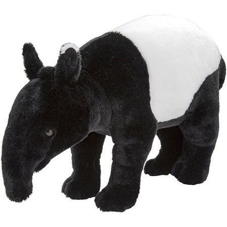 Plush black/white tapir cuddle toy 26 cm