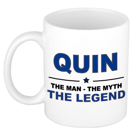 Quin The man, The myth the legend cadeau koffie mok / thee beker 300 ml