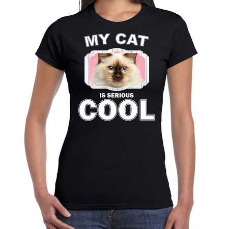 Rag doll katten / poezen t-shirt my cat is serious cool zwart voor dames