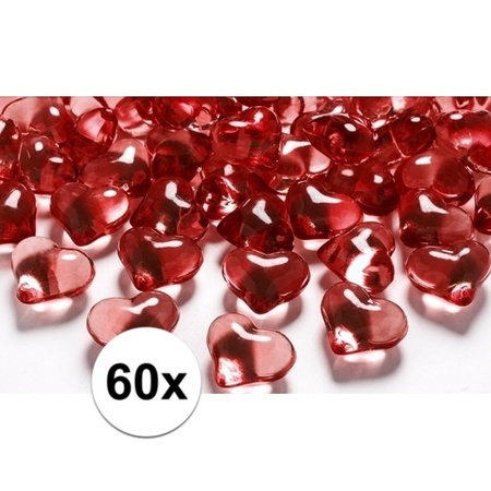 Red decoration hearts diamonds 60 pieces