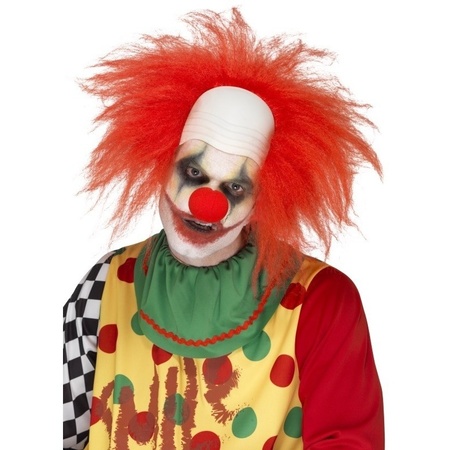 Red horror clown wig for adults