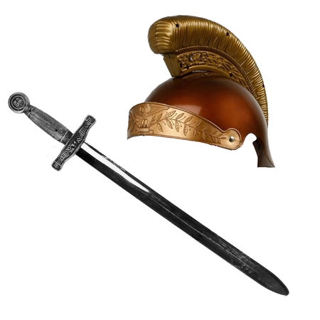 Romeinse carnaval verkleed ridderhelm met zwaard 63 cm voor heren