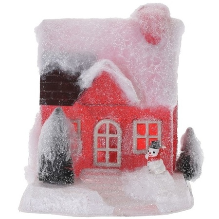 Red Christmas village house 18 cm type 1 with LED light