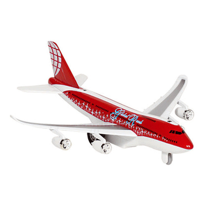 Speelgoed vliegtuigen setje van 2 stuks bruin en rood 19 cm