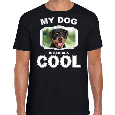Rottweiler honden t-shirt my dog is serious cool zwart voor heren