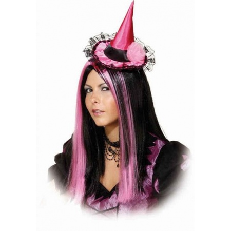 Roze heksenhoedje met haarband