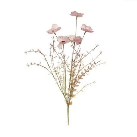 Roze papavers/klaproos gedroogde kunstbloemen 53 cm