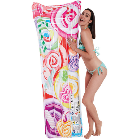 Pink/candy print inflatable swim air mattress 177 x 60 cm 