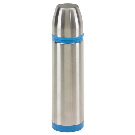 RVS thermosfles/isoleerfles 500 ml zilver/blauw