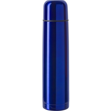 RVS thermosfles/isoleerkan 1 liter blauw