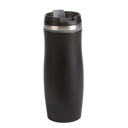 2x Warming cup plastic black and black/grey colour 400 ml