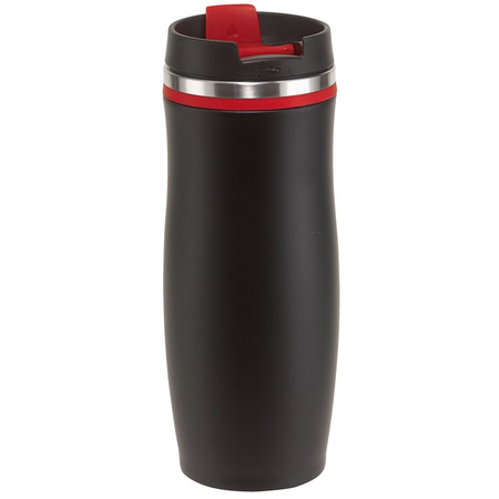 2x Warming cup plastic black/grey and black/red 400 ml
