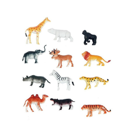 Safari animals toys - 12x pieces - plastic - 6 cm
