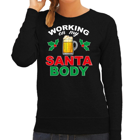 Christmas sweater Santa body black for women