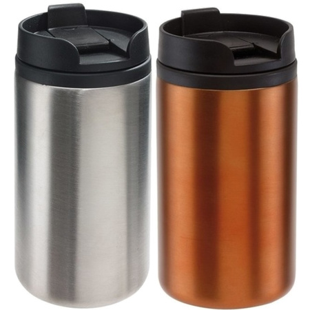 Set of 2x Thermos cups silver and orange 290 ml