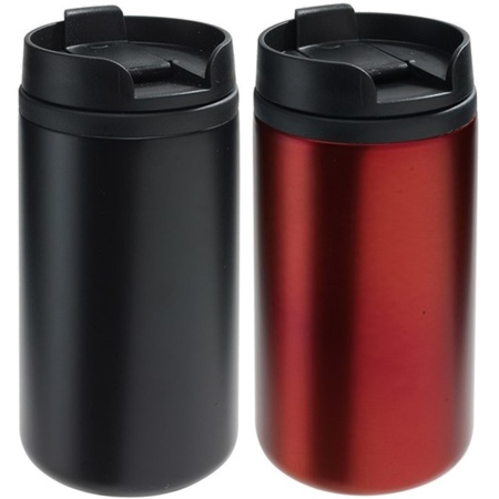 Set of 2x Thermos cups black and red 290 ml