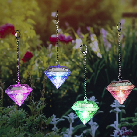 Set of 4x LED solar diamond mood light garden lighting