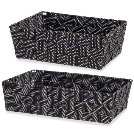 Set van 4x stuks Kast/badkamer opbergmandjes zwart in 2 formaten