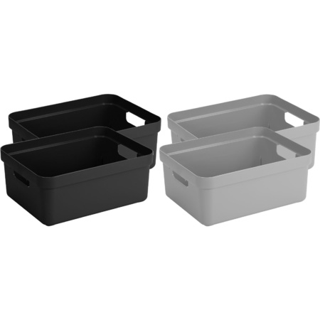 Set of 4x storage baskets 24 liters black/grey