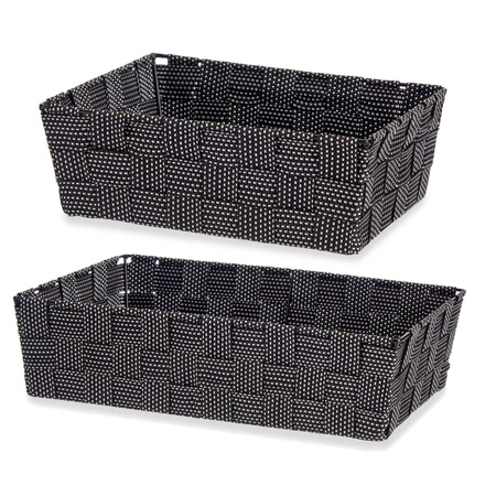 Set van 6x stuks Kast/badkamer opbergmandjes zwart in 2 formaten