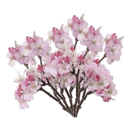 Set of 6x pieces pink apple blossom artificial flower/branch with 17 flowers 36 cm