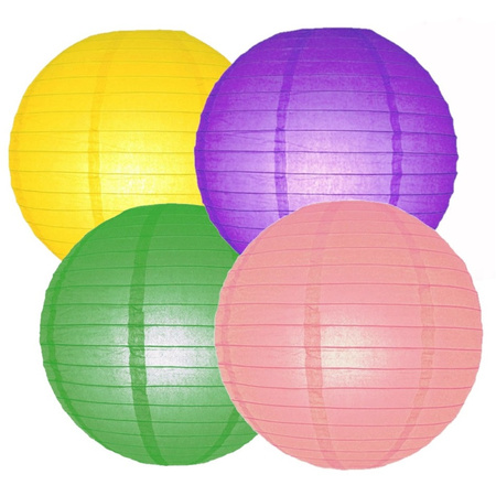 Set of 8x colored party lanterns dia 25 cm for garden party