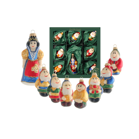 Set of glass christmas ornaments Snow White and the 7 dwarfs 7-11 cm