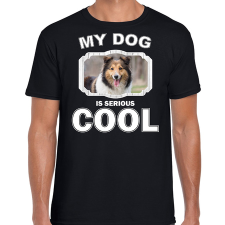 Shetland sheepdog dog t-shirt my dog is serious cool black for men