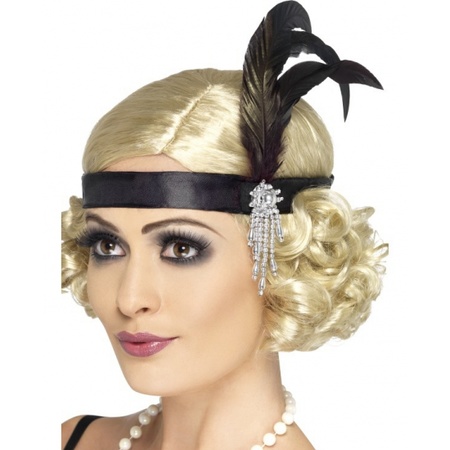 Carnaval verkleed accessoire set - sigarettenhouder/parelketting/hoofdband - charleston/jaren 20