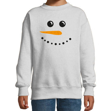 Sneeuwpop foute Kerstsweater / Kersttrui grijs voor kinderen