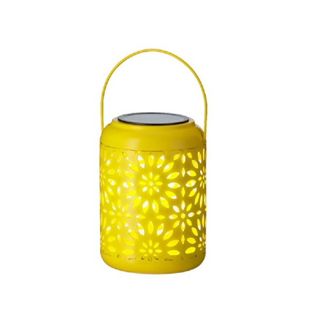 Outdoor yellow iron hanging lantern on solar energy 17 cm garden lighting
