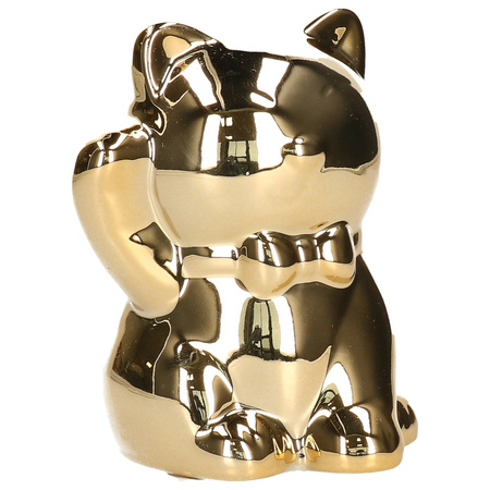 Spaarpot kat/poes in het glimmend goud 10.5 cm